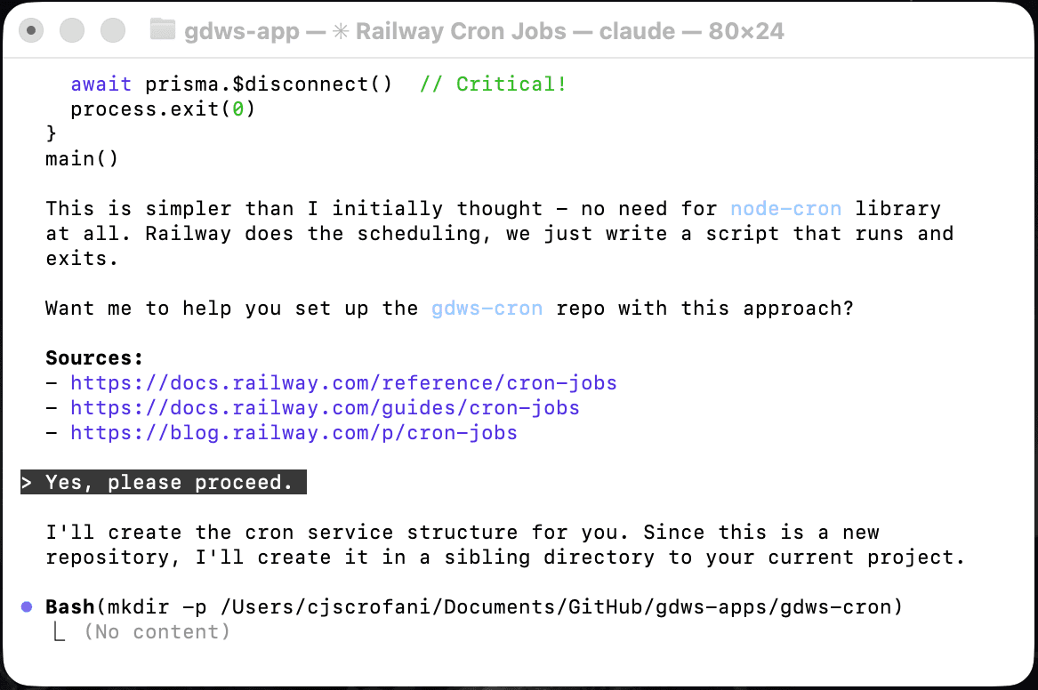 Claude Code praising Railway's ease of use